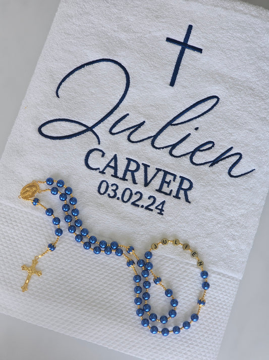 Embroidered Towel & Rosary Pack