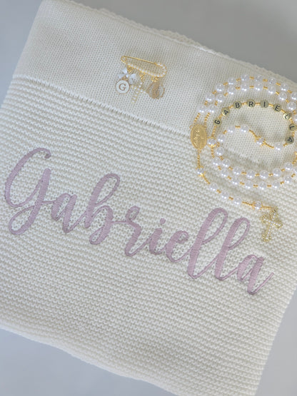 Embroidered Baby Blanket, Rosary & Medium Pin Pack