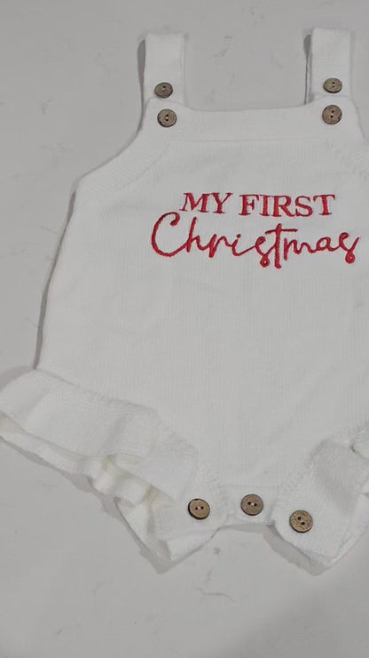 'My first Christmas' Embroidered Romper