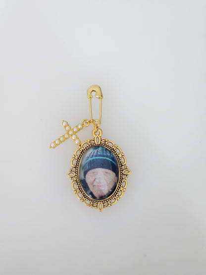 Mini Photo Memorial/Bridal Pin