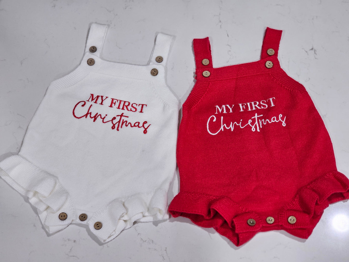 'My first Christmas' Embroidered Romper