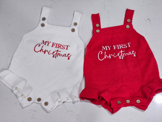'My first Christmas' Embroidered Romper