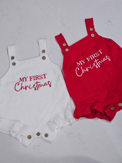 'My first Christmas' Embroidered Romper