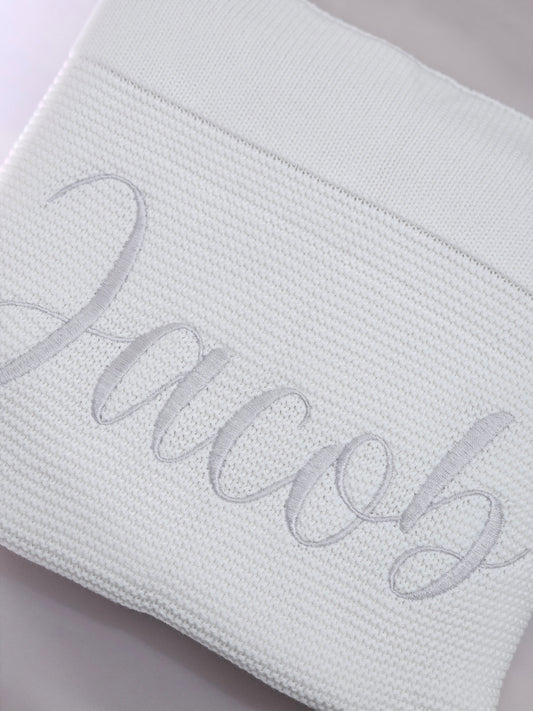 Embroidered Baby Knitted Blanket