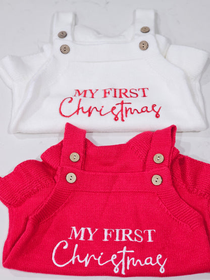 'My first Christmas' Embroidered Romper
